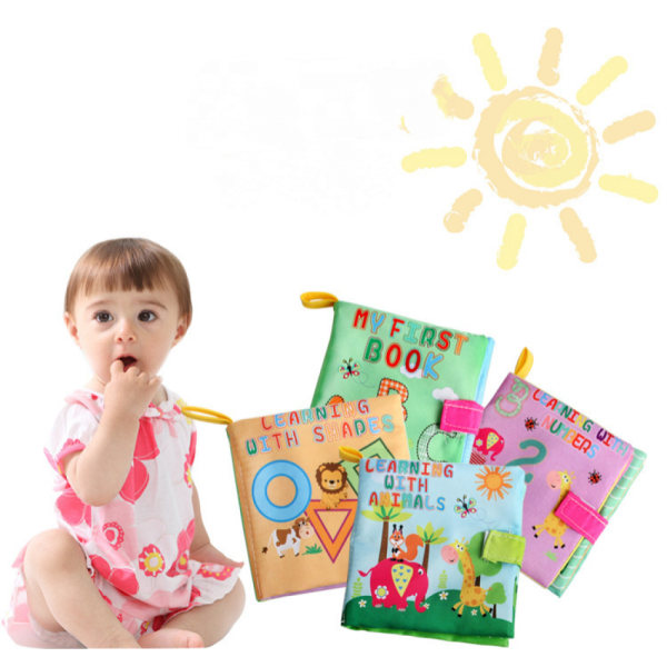 Babyshowerbøger med 4 pakker, ugiftigt stofblødt babytøjsbøger, tidligt lærende legetøj, vandtætte babybøger, badelegetøj til børn Fødselsdagsgaver