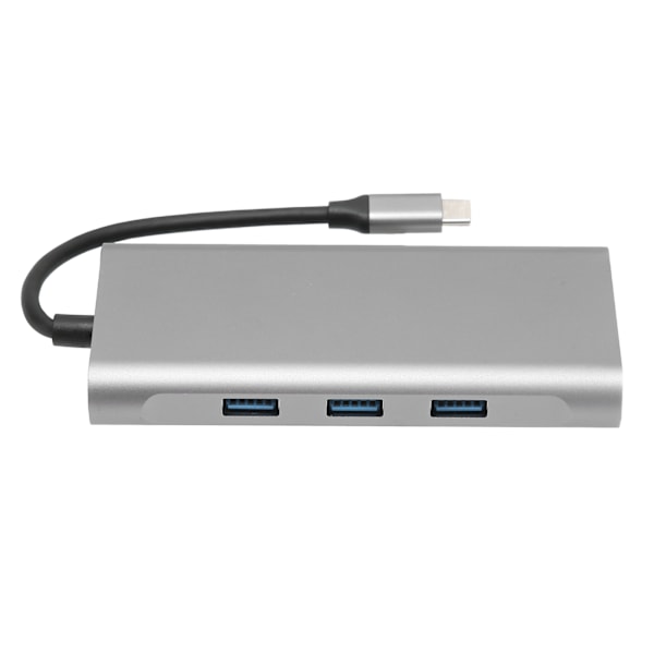 USB C Hub 10 i 1 1000M LAN Ethernet 4K HDTV VGA 100W PD Hurtiglading Lyd Bærbar USB Splitter for Bærbar PC