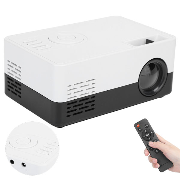 1080p Full High Definition Bærbar Mini Projektor Smart Hjemmekino Svart Hvit 100‑240VEU Plugg