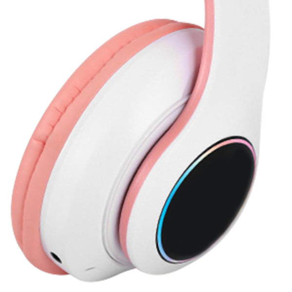 Foldbar Bluetooth-hodetelefon HiFi-glødeeffekt Lett behagelig søt trådløst headset rosa