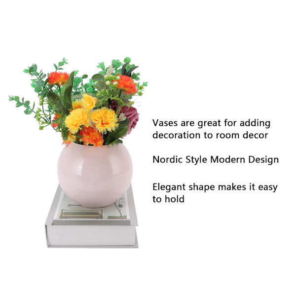 Rund Vas Nordisk Stil Modern Rostfritt Stål Liten Blomvas Dekoration Vardagsrum Kontor Bordsdekoration Pink