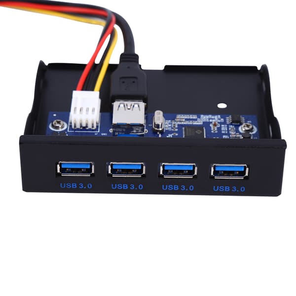4 porter USB 3.0 metall floppy bay frontpanel hub utvidelse SATA strømkobling adapter