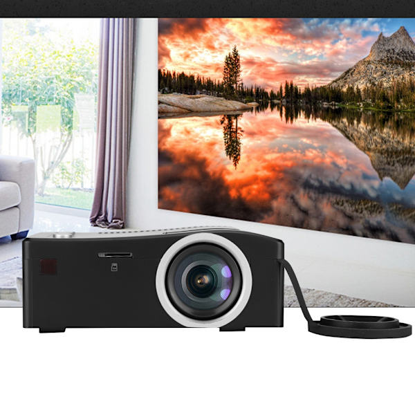 1080P Mini Projektor AV/HDMI/USB/TF Hjem LED Projektor 15-110in Projeksjon -