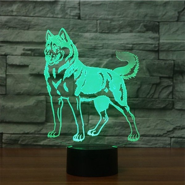 3D LED Vild Ulv Optisk Illusion Natlampe, 7 Farveskift Touch Switch USB Drevet Soveværelse Dekoration Bordlampe