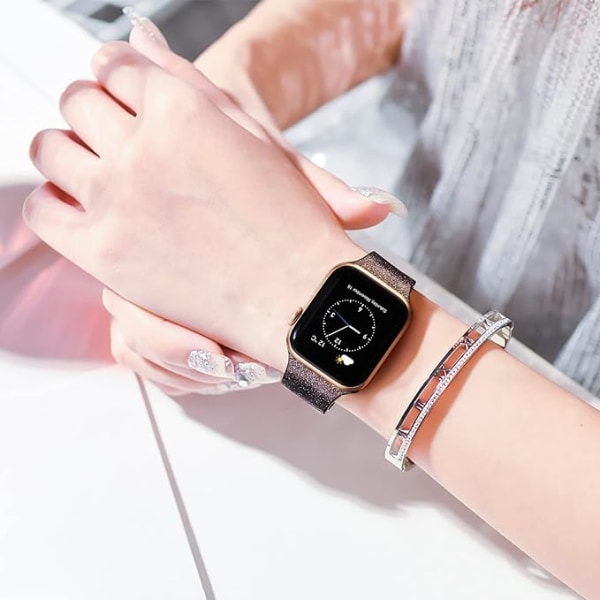 Apple Watch-rem i myk silikon Sportsarmbåndserstatningsrem, egnet for hele serien med Iwatch (Shine Red Black 42/44/45mm)