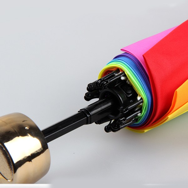 8 Rib Rainbow Paraply Bærbar Tri-Folded Paraply Sammenklappelig, Kompakt og Holdbar, Letvægts og Sød Rejseparaply