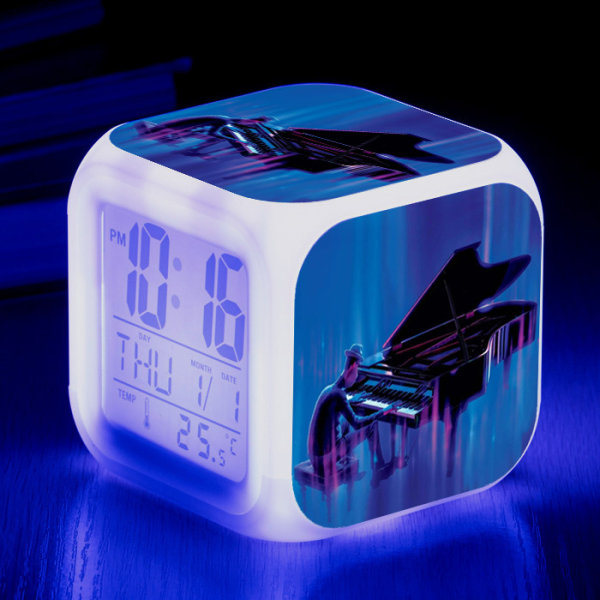 Wekity Anime Mind Adventure Farverigt vækkeur LED firkantet ur Digitalt vækkeur med tid, temperatur, alarm, dato