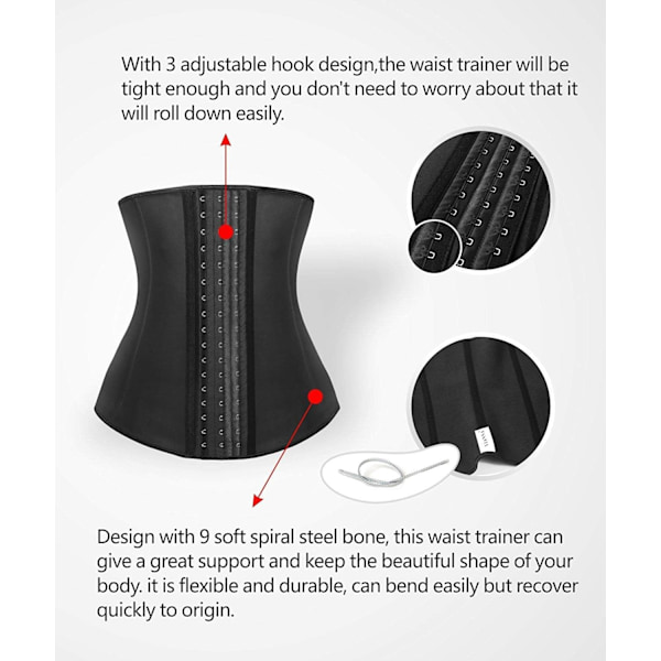 Lång Torso Midjetränare för Kvinnor Underbyst Korsetter Cincher Sport Girdle 1-black XXL