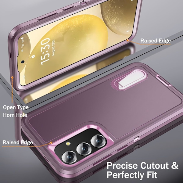 Samsung S24plus -puhelinkotelo sisäänrakennetulla jalustalla, iskunkestävä/pölytiivis/putoamisenkestävä sotilastason suojakuori GaIaxy S24:lle Night Purple/Baby Pink