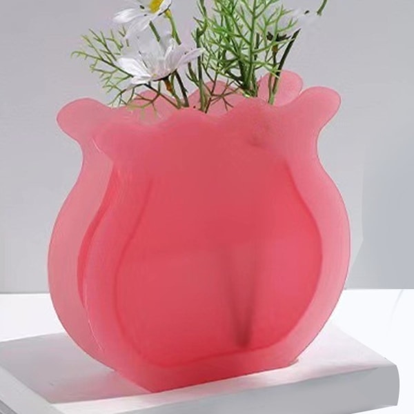 Fisketank Vase Transparent Tykk Akryl Glatting Enkel Moderne Liten Fisketank for Familie Kontor Sovesal Transparent Pink