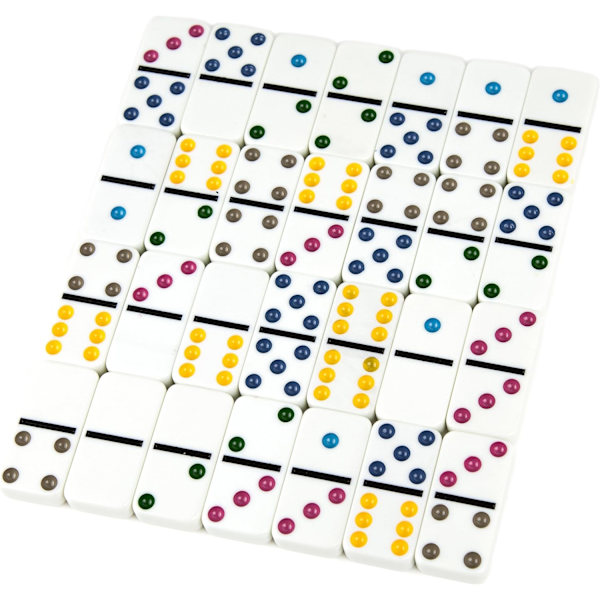 Dubbel 6 Domino Set med färgade prickar - Vit Domino 28-delad set leksak i plåtburk - Sex prickar Domino Match & pedagogiskt spel