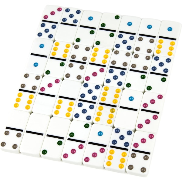 Dubbel 6 Dominoes Set med Färgade Prickar Spel Set - Vita Dominoes 28 Delar Set Leksak i case - Six Dot Dominoes Match & Educational Game
