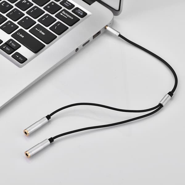 3,5 mm 1 hann til 2 hunn lydsplitteradapterkabel
