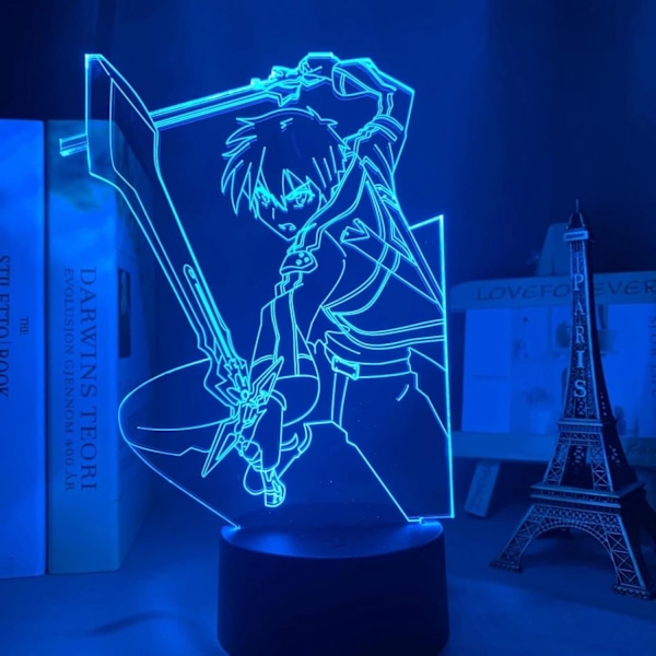 3D LED Natlampe Anime Sword Art Online Kirito Figur til Soveværelses Dekoration Natlys Fødselsdagsgave Værelse LED Natlys Manga SAO