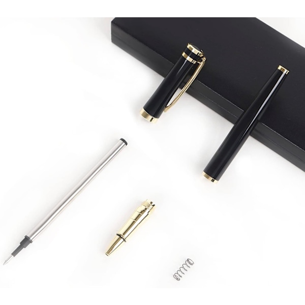 Kulampenna med presentask, lyxig skrivp penna med 2 extra svarta bläckpatroner Executive Pens Linjebredd 0,5 mm Business Pen Fancy Pen set