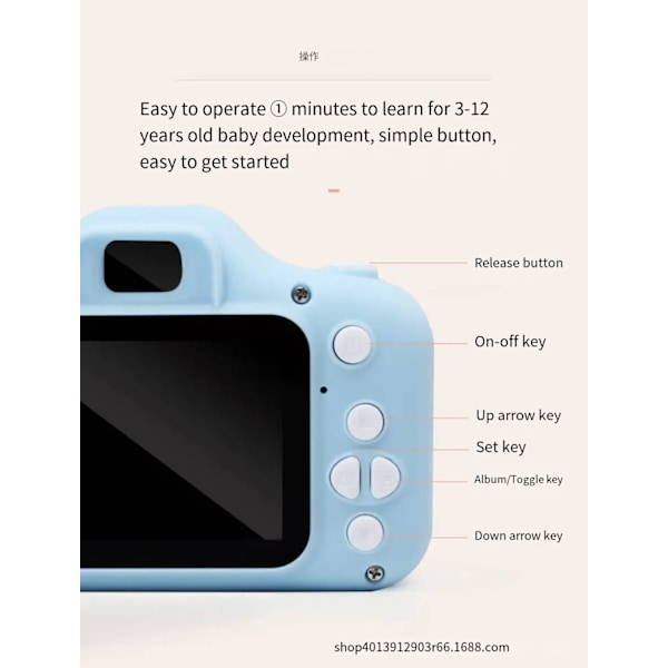 Lasten kamera voi ottaa kuvia ja videoita Lasten syntymäpäivälahjat Pieni järjestelmäkamera Piirroslelut Blue Turnip Rabbit No Memory Card