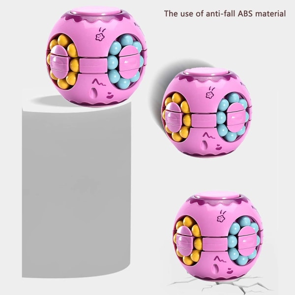 2 i 1 Roterende Fidget Spinner Magic Bean Infinity Cube Stressball Voksne Barn Unisex-Barn Pedagogisk puslespill kubeleker (rosa)