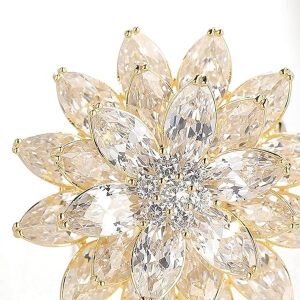 Pins for kvinners mote, skinnende snøfnugg store vakre blomsterbrosjer smykker for kvinner blomsterserie brosjer og nåler designer damekostyme Shiny Snowflake