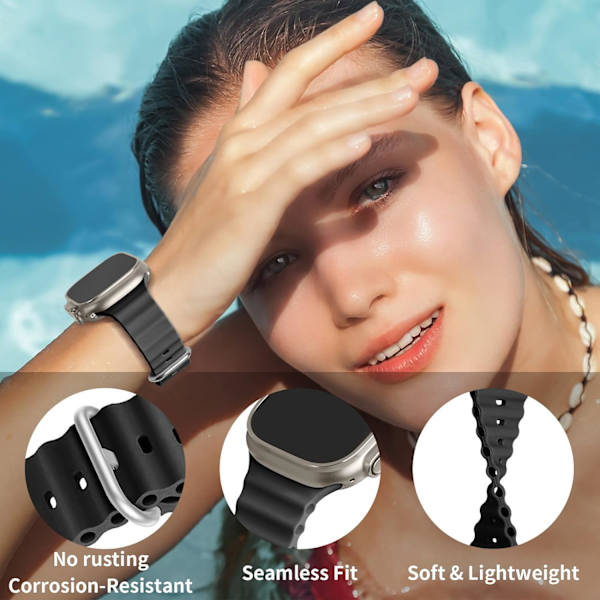 Apple Ocean -ranneke applewatch8/7/se/ultra -urheilukäyttöön tarkoitettu kaksiväri silikoninen iwatch-ranneke (38/40/41mm)