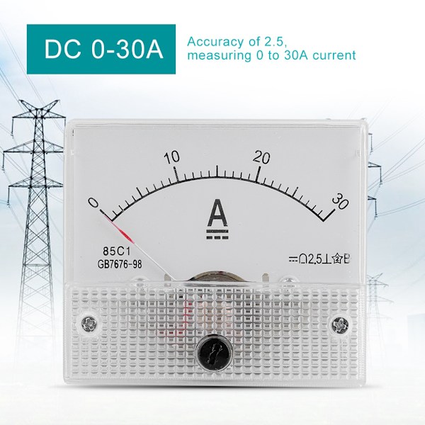 DC 0-30A DC Analog 85C1 Strømmåler Spenning 2.5 Nøyaktighet Spenning Analog Voltmeter Panel