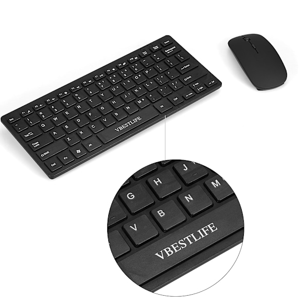 VBESTLIFE 2.4G trådlöst tangentbord + muskit Keypad Ultra-Slim för Apple iOS Android PC Laptop