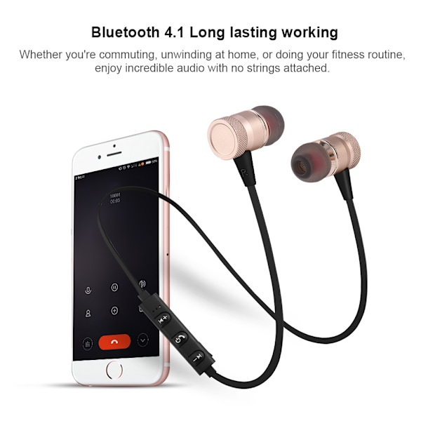 Magnetisk øretelefon trådløs Bluetooth 4.1 sports headset stereo hovedtelefon guld