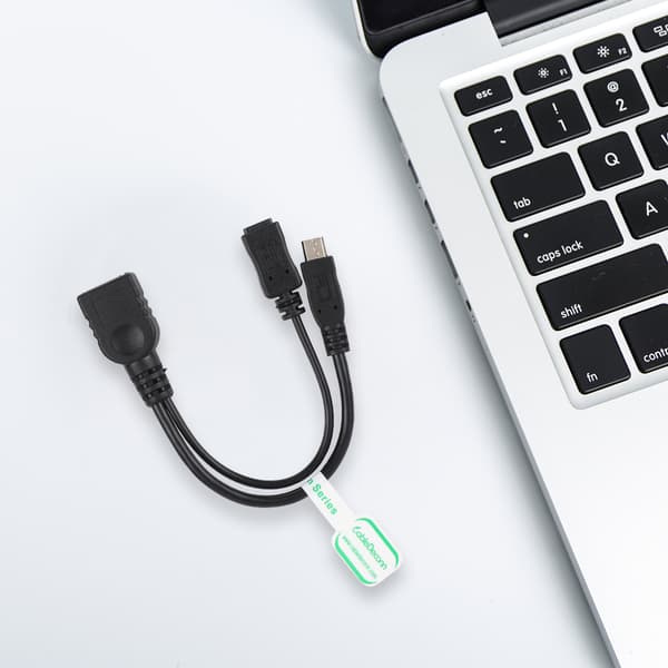 Micro USB til USB hunn OTG vert adapter datakabel med strømledning for mobiltelefon