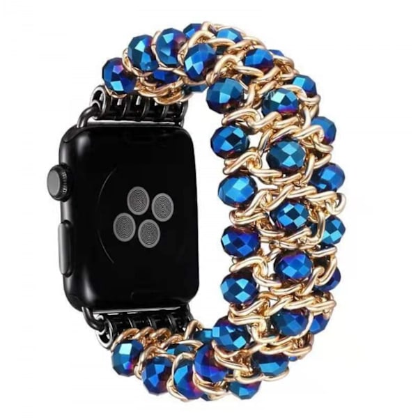 Armband för Apple Watch 42/44/45mm, Crystal Glitter Beads Pearl Bangle för iWatch Series SE 8 7 6 5 4 3 2 1 Metallkedja Smyckesrem