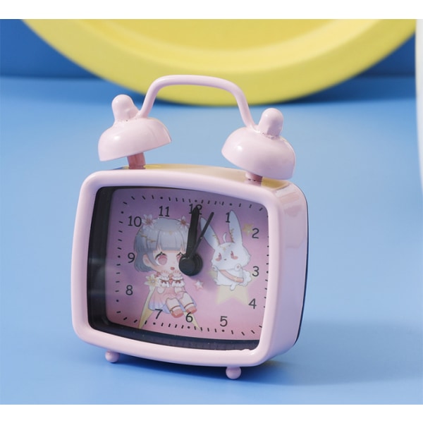 Mini liten vekkerklokke, enkel kreativ klokke for barn gutter og jenter, egnet for nattvakt på studentrom
