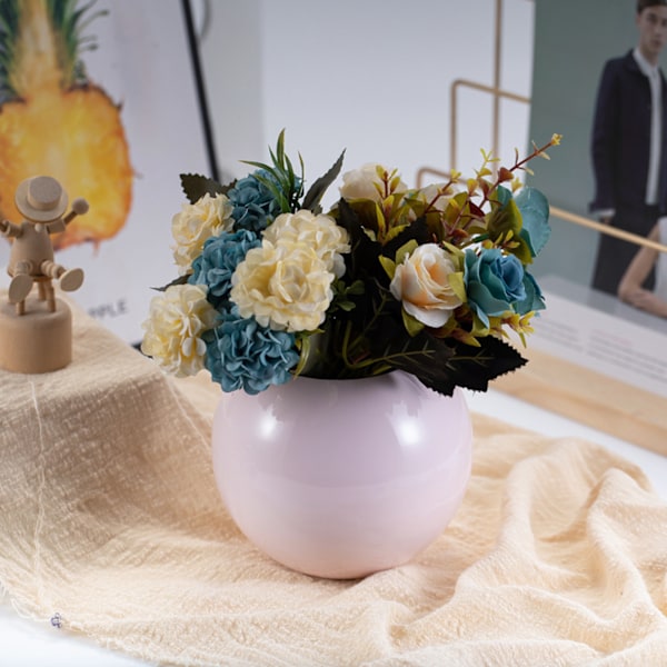 Rund Vas Nordisk Stil Modern Rostfritt Stål Liten Blomvas Dekoration Vardagsrum Kontor Bordsdekoration Pink