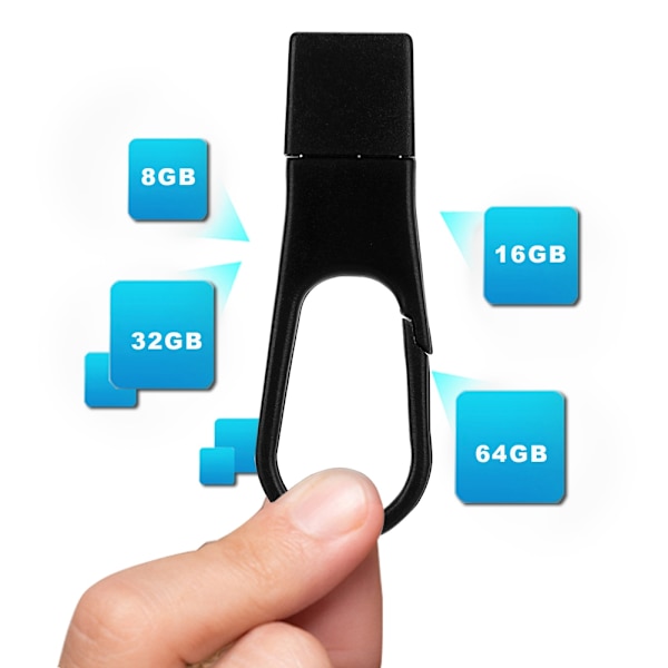 16G Mini-kokoinen kannettava värikäs solki USB2.0 U-levy Windows Vista/7/10/Mac Black