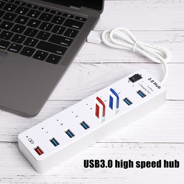 USB3.0 7 Hurtig Hub USB Hurtig Opladningsgrænseflade ABS Computer Tilbehør Hvid