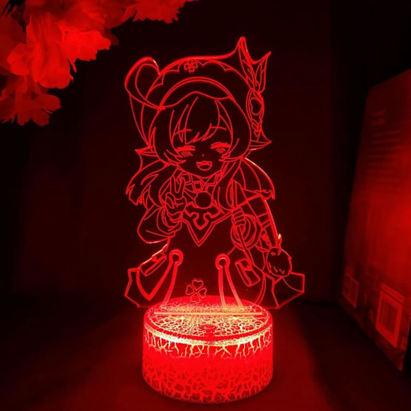 Klee Genshin Impact 3D Yövalo Peli Makuuhuoneen Sisustukseen Ihastuttava Värikäs Syntymäpäivälahja LED-Lamppu Manga Lapselle Rakas Lahja