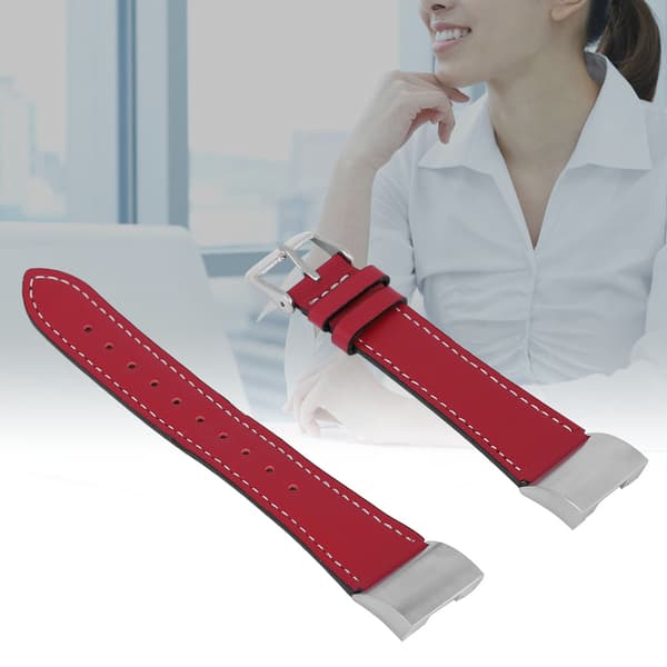 Læderrem til smartwatch, kompatibel med Fitbit Charge 2 (rød)