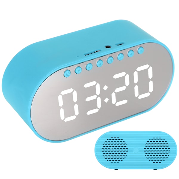T1 för Bluetooth väckarklocka digital högtalare USB-laddning med FM-radio för sovrum blå