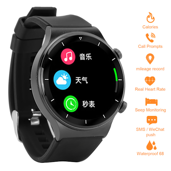 Smart Sports Armbånd IP68 Vandtæt Bluetooth Ur Søvn Overvågning Smart BandNat Sort