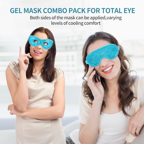 2 st Gel Ögonmask, Återanvändbar Varm Kall Terapi Ögonmask för Svullnad /Mörka Ringar/Påsar Under Ögonen /Torra Ögon/Huvudvärk/Migrän/Stresslindring