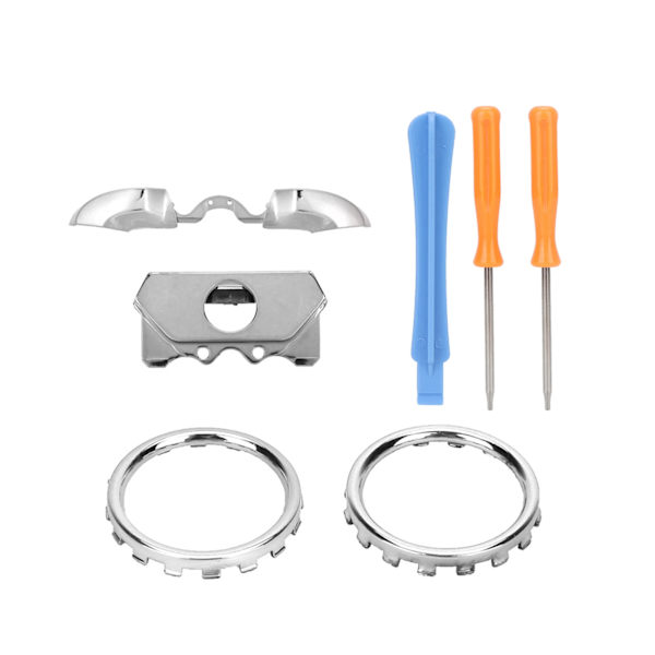 För XBOX ONE ELITE Version LB/RB Thumbstick Accent Rings Kit (Galvaniserad Silver)