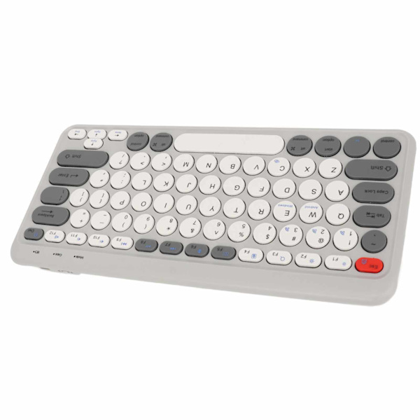 Kompakt rund tastatur mini tastatur trådløs Bluetooth 2.4G dobbel modus bærbar slank tastatur for Windows for Android for IOS hvit