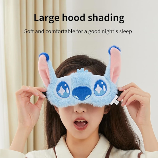 Söta Ögonmasker för Sömn Tecknad Plysch Ögonbindel Mjuk Rolig Rese Ögonmask för Kvinnor Flickor (Blå)
