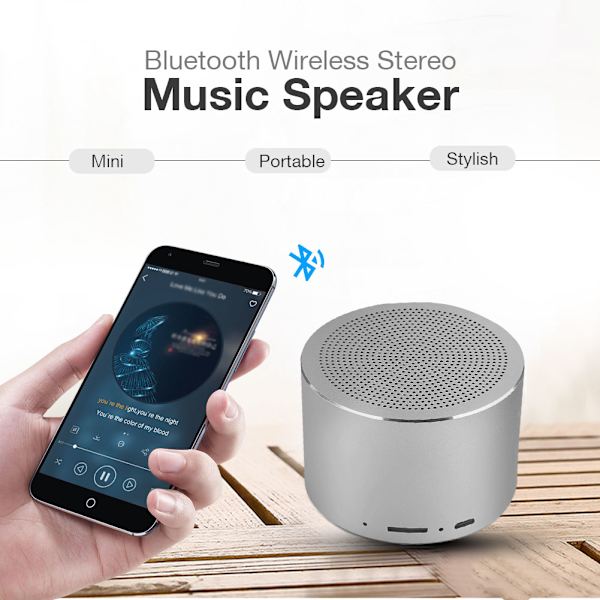 Kannettava Mini Bluetooth-kaiutin Langaton Mini Ulkoinen Stereo Musiikkisoitin LED-valolla Harmaa