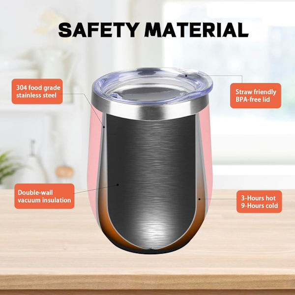 12OZ ruostumattomasta teräksestä valmistettu viinitumbler kannella. Varreton kaksinkertainen seinäeristetty viinitumbler. Viinilasi sopii erilaisiin tilanteisiin, juhliin Light Pink 6 PCS