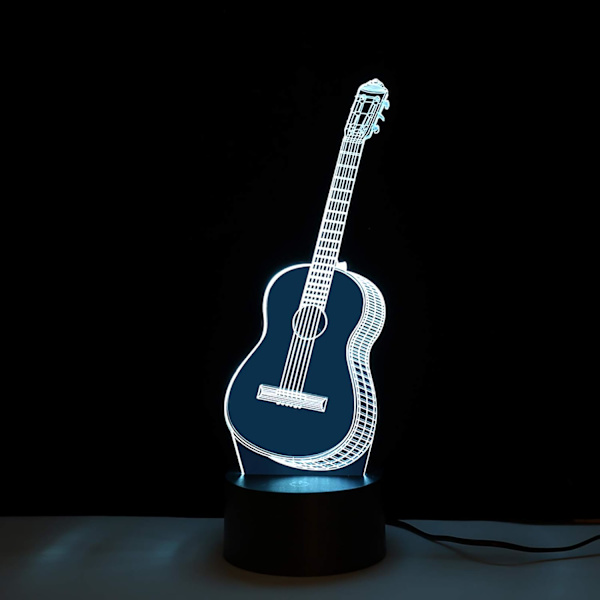 3D Illusionslampe, LED nattlys Gitarform Lampe Fargeskiftende Dekorativ Smart Berøringsbordlampe for soveromsdekorasjon Bursdagsgaver