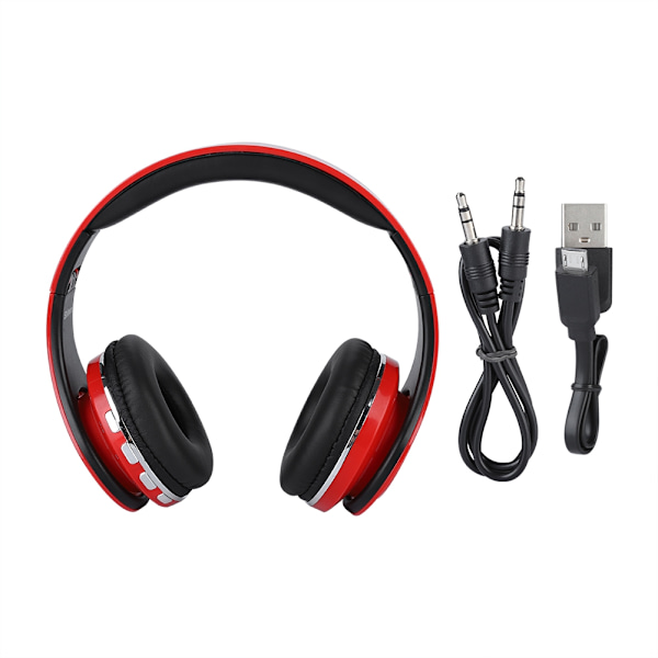Langallinen/langaton Bluetooth-stereokuulokkeet, taitettava langaton kuulokemikrofoni, radio, handsfree-puhelu - punainen