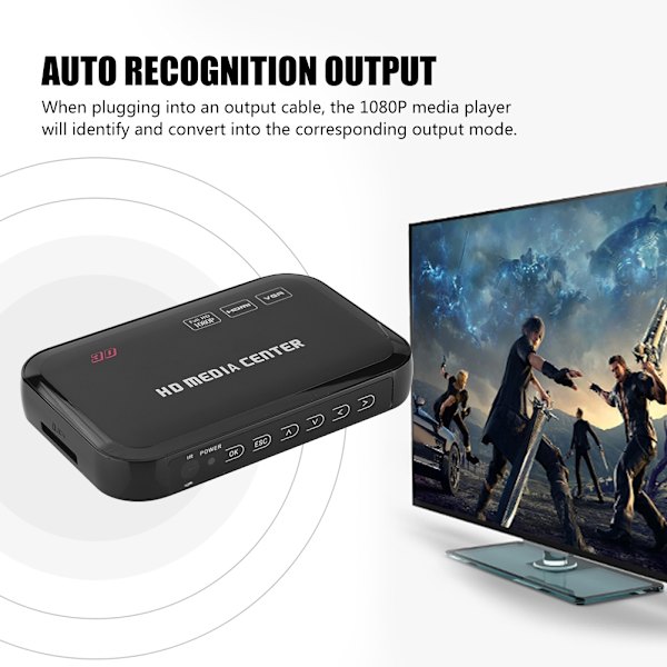 1080P VGA-medieafspiller Venstre Højre Lydkanaler VGA/HDmi AV/YPbPr Output Media Player