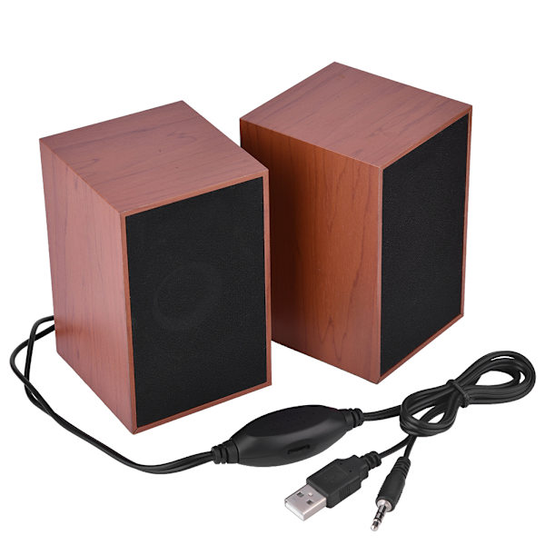 Träskrivbordshögtalare Mini Notebook Subwoofer Laptop Multimedia-högtalare (röd trä)