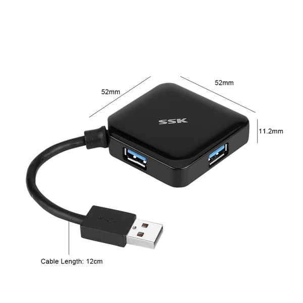 Bærbar 4.8 Gbps højhastigheds SSK USB 3.0 Hub 4 porte USB Splitter