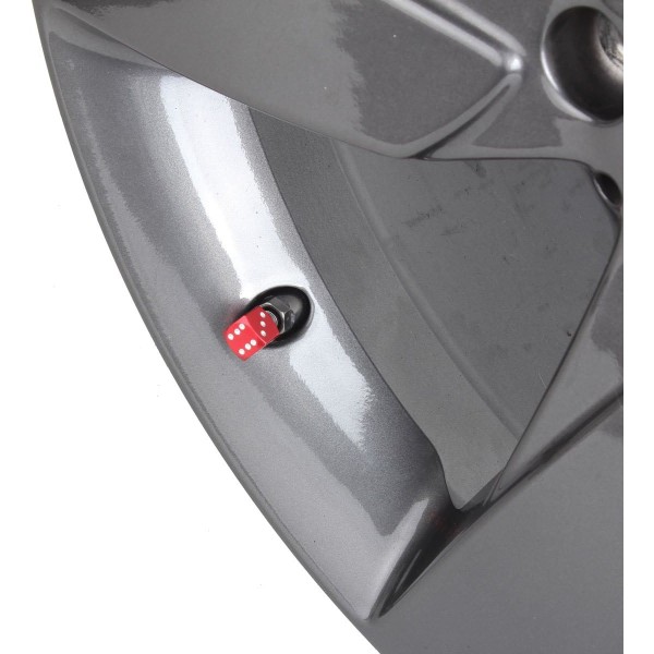 Hjulventilhætte i terningdesign til køretøjer i aluminiumlegering, rød, 4 stk.