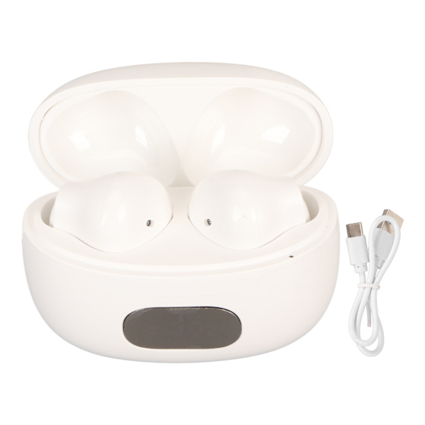 Bluetooth Oversætter Earbuds Støjreduktion 74 Sprog 70 Accenter Trådløse Oversætter Earbuds med Digitalt Display Hvid