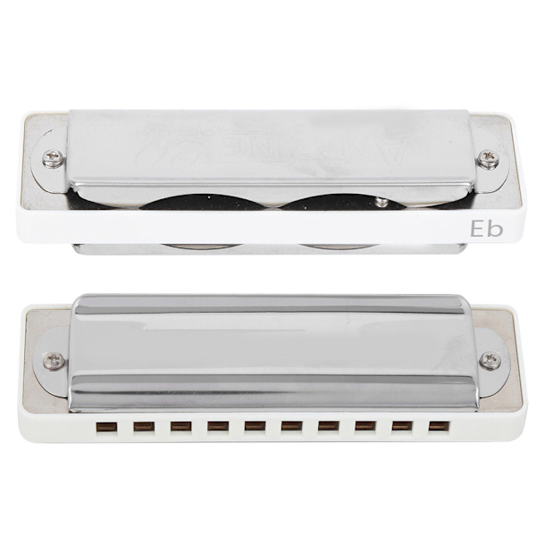 Blues Harmonika 10-huls mundharmonika Eb-nøgle ABS-harpikskam begyndergaver professionel (White )